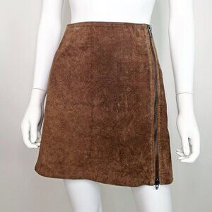 Blanknyc Blank NYC Leather Suede Skirt Brown Side Zip Mini Moto Women's 31